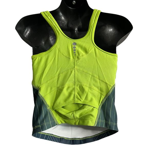 Nike Womens Size XS Fitted Athletic Tank Top Built in Bra Sleeveless Yellow Blue - Picture 2 of 16